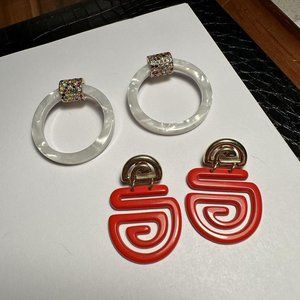 Lot Of 2 Statement Gold Tone Earrings / 2 Avon / 1 Sugar fix